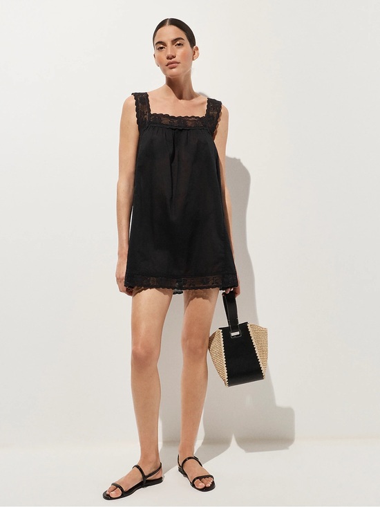 J. Crew Other - J.CREW Lace-trim Mini Beach Dress Black Size Medium